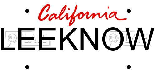 LEEKNOW California License Plate