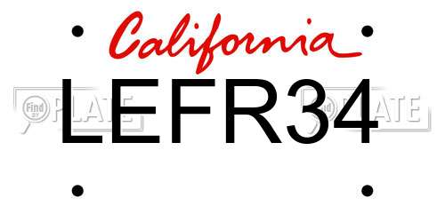 LEFR34 California License Plate
