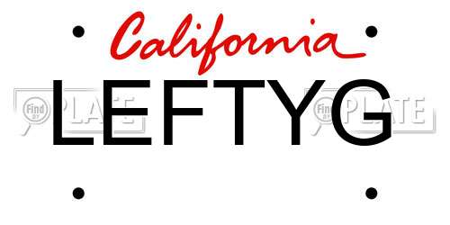 LEFTYG California License Plate