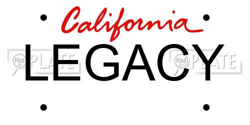 LEGACY California License Plate