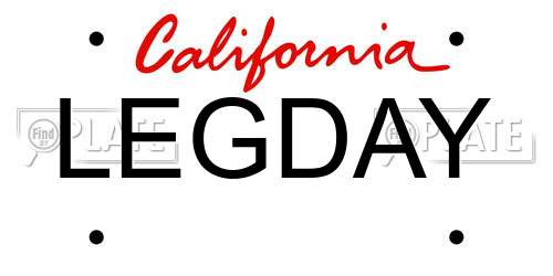 LEGDAY California License Plate
