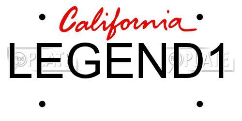 LEGEND1 California License Plate