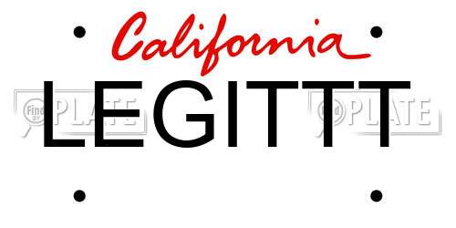 LEGITTT California License Plate