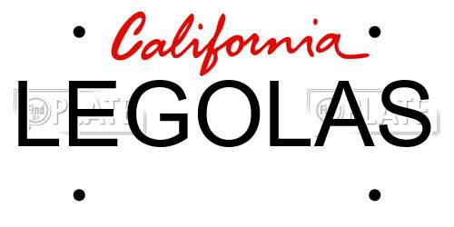 LEGOLAS California License Plate