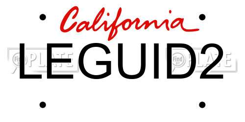 LEGUID2 California License Plate