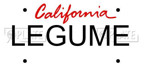 LEGUME California License Plate