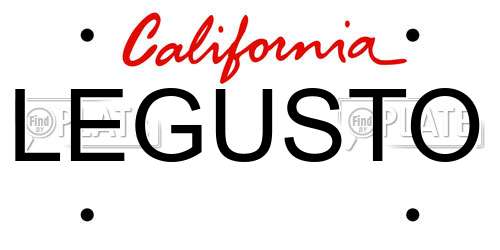 LEGUSTO California License Plate