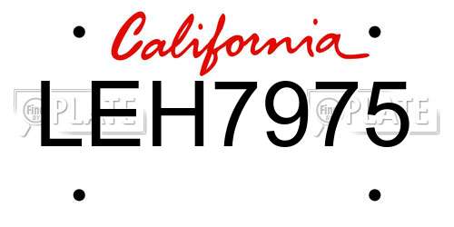 LEH7975 California License Plate