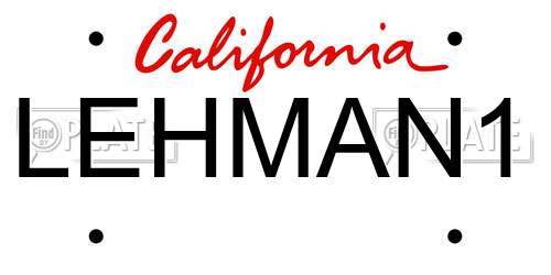 LEHMAN1 California License Plate