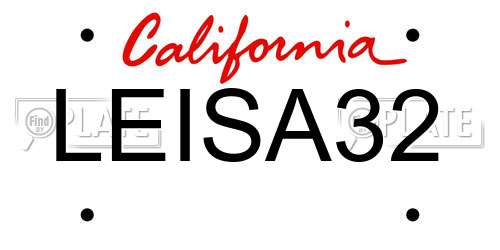 LEISA32 California License Plate