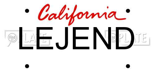 LEJEND California License Plate