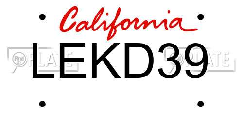 LEKD39 California License Plate
