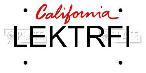 LEKTRFI California License Plate