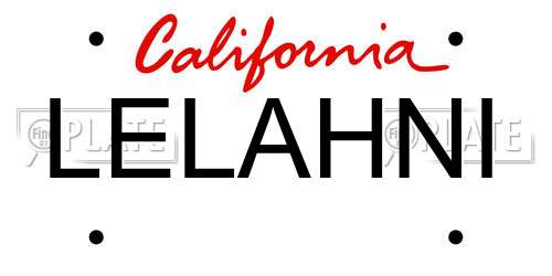 LELAHNI California License Plate