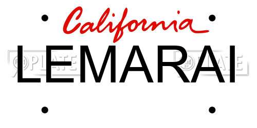 LEMARAI California License Plate