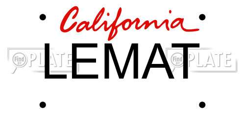 LEMAT California License Plate