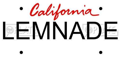 LEMNADE California License Plate