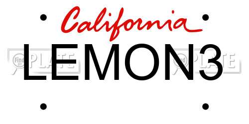 LEMON3 California License Plate