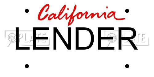 LENDER California License Plate