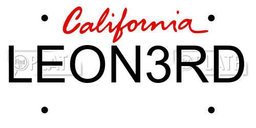 LEON3RD California License Plate