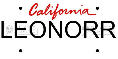 LEONORR California License Plate