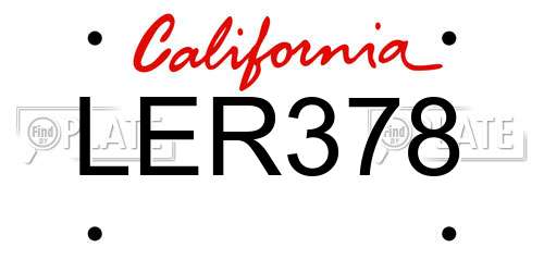 LER378 California License Plate