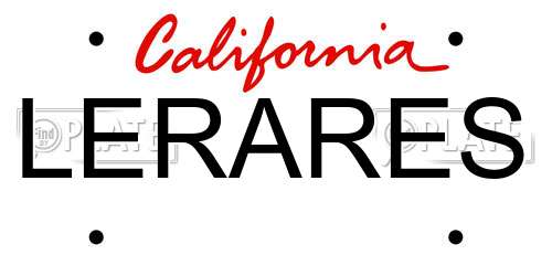 LERARES California License Plate
