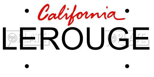 LEROUGE California License Plate