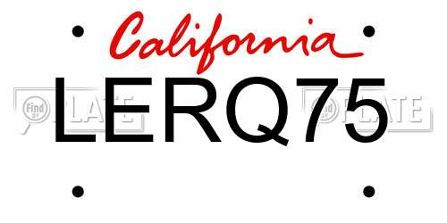 LERQ75 California License Plate
