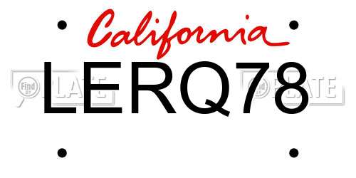 LERQ78 California License Plate