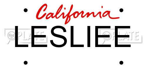 LESLIEE California License Plate