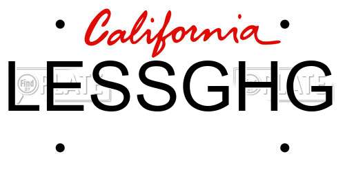 LESSGHG California License Plate