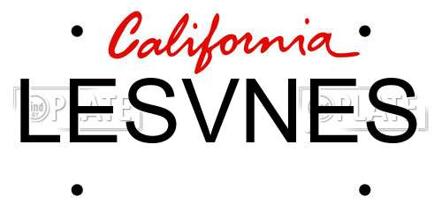 LESVNES California License Plate