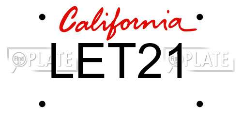 LET21 California License Plate