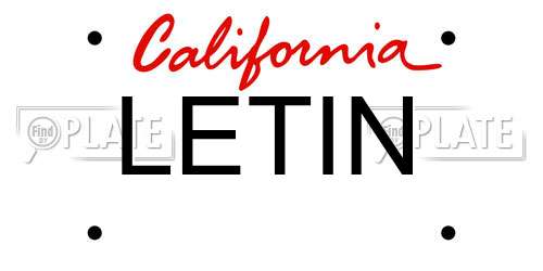 LETIN California License Plate
