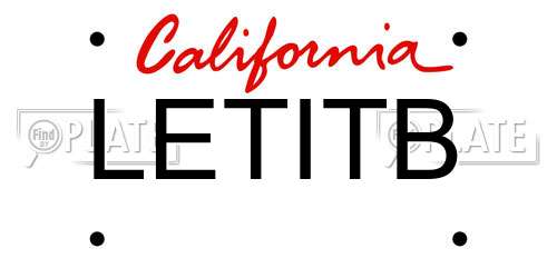 LETITB California License Plate