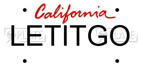 LETITGO California License Plate