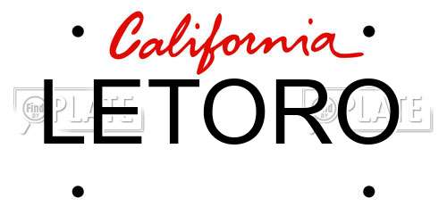 LETORO California License Plate