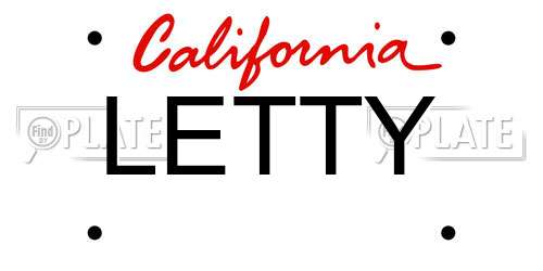 LETTY California License Plate