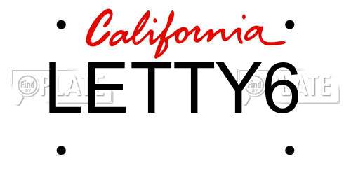 LETTY6 California License Plate