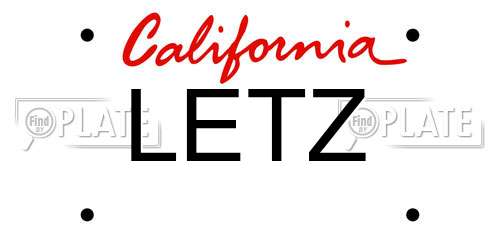 LETZ California License Plate