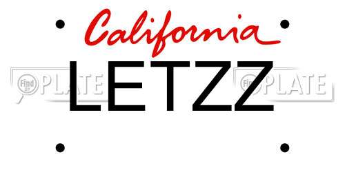 LETZZ California License Plate