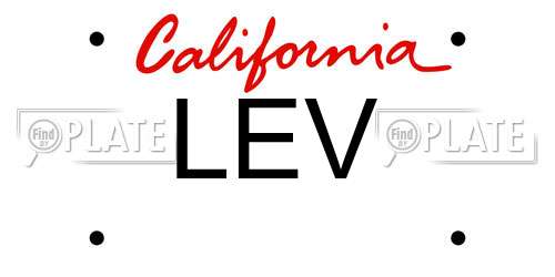 LEV California License Plate