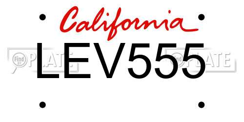 LEV555 California License Plate