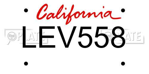 LEV558 California License Plate