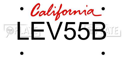 LEV55B California License Plate