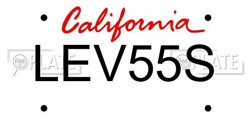 LEV55S California License Plate