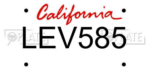 LEV585 California License Plate