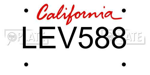 LEV588 California License Plate