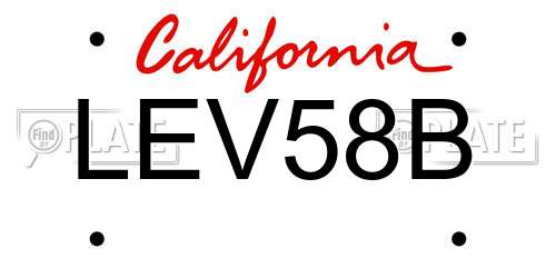 LEV58B California License Plate